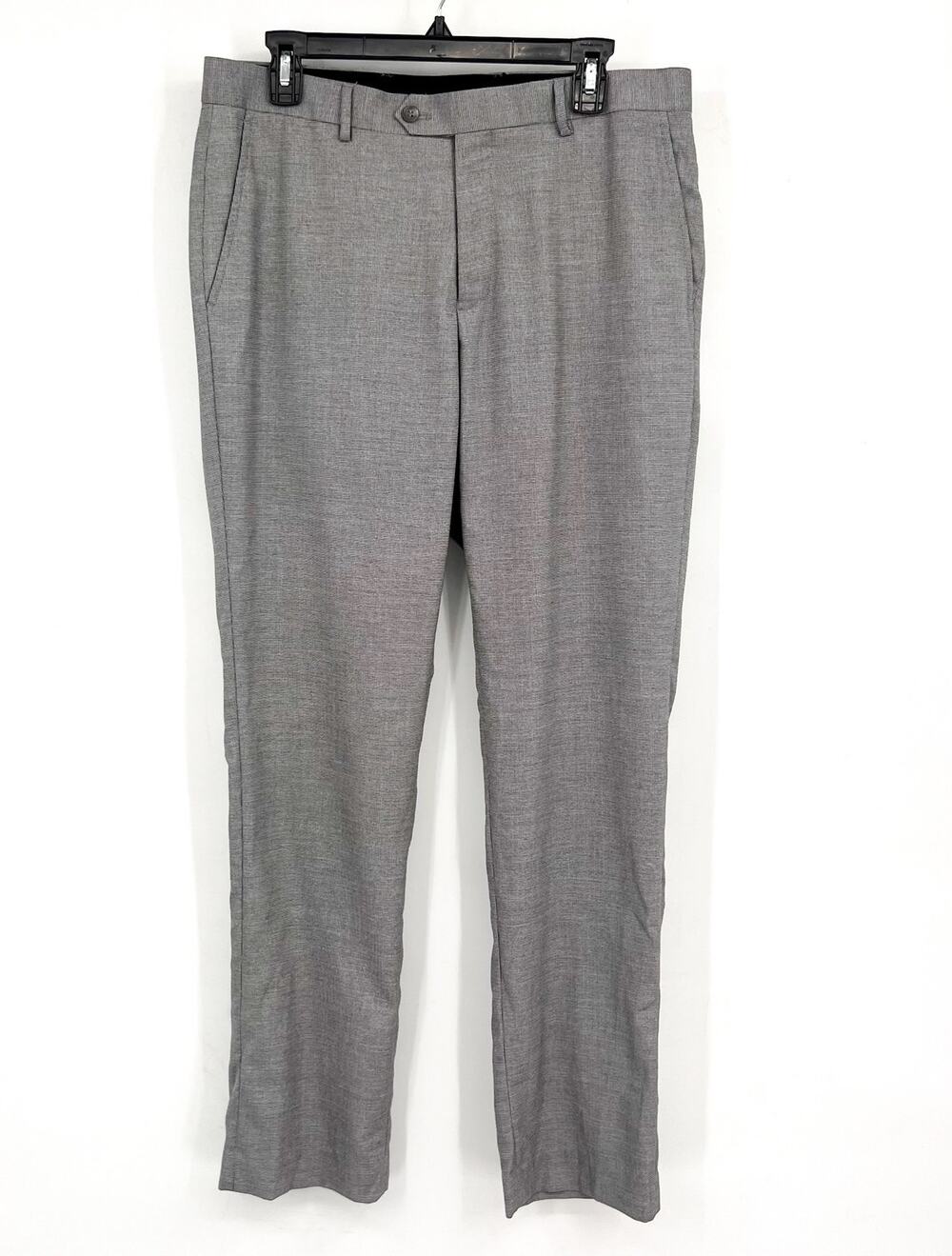 ZNT18 Men's Slim Straight Leg Dress Pants 35x32 Heathered Grey Flat Front NWOT